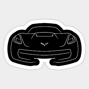 front/profile Chevy Corvette C7 - stencil, white Sticker